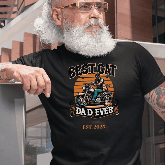 Custom Cat Dad Biker T-Shirt - Sentimental Gifting