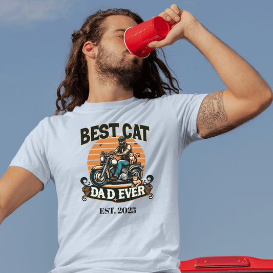 Custom Cat Dad Biker T-Shirt - Sentimental Gifting
