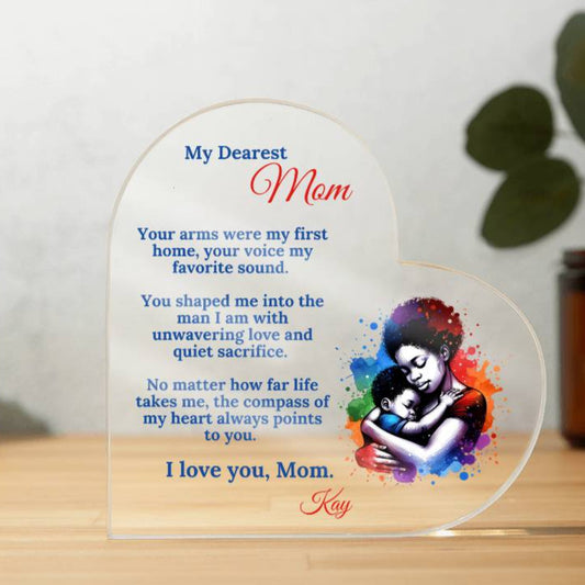 To Mom With All My Love - Custom Acrylic Heart from Kids