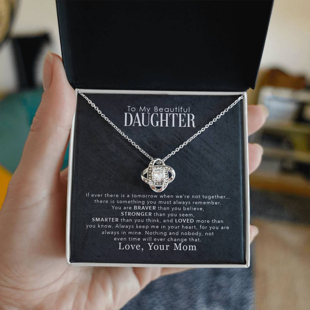 Daughter's Brave Inspiring Love Knot Necklace from Mom - Sentimental Gifting