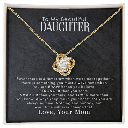 Daughter's Brave Inspiring Love Knot Necklace from Mom - Sentimental Gifting