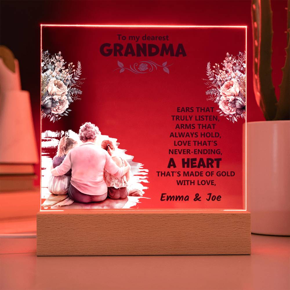 Personalized Acrylic Gift with Heartfelt Message for Grandma