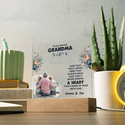 Personalized Acrylic Gift with Heartfelt Message for Grandma
