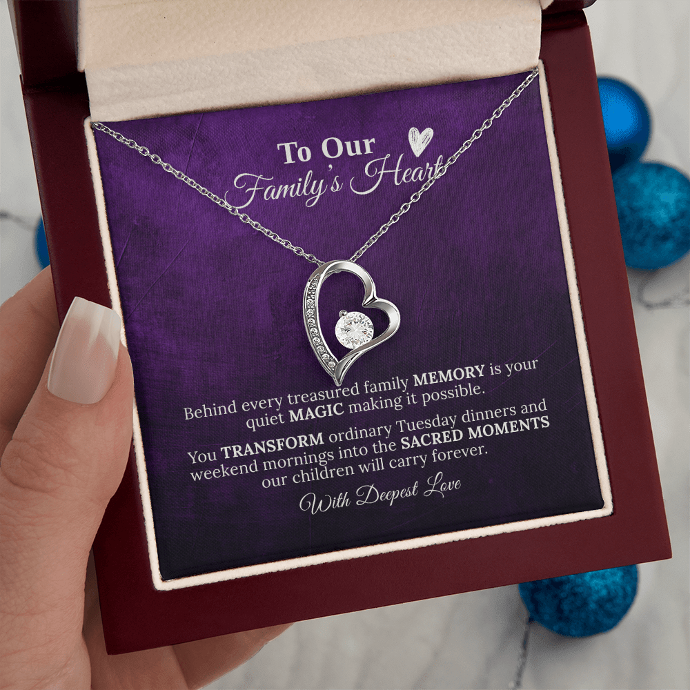 Family Heart Mom Gift Forever Love Necklace with Message Card from Husband - Sentimental Gifting