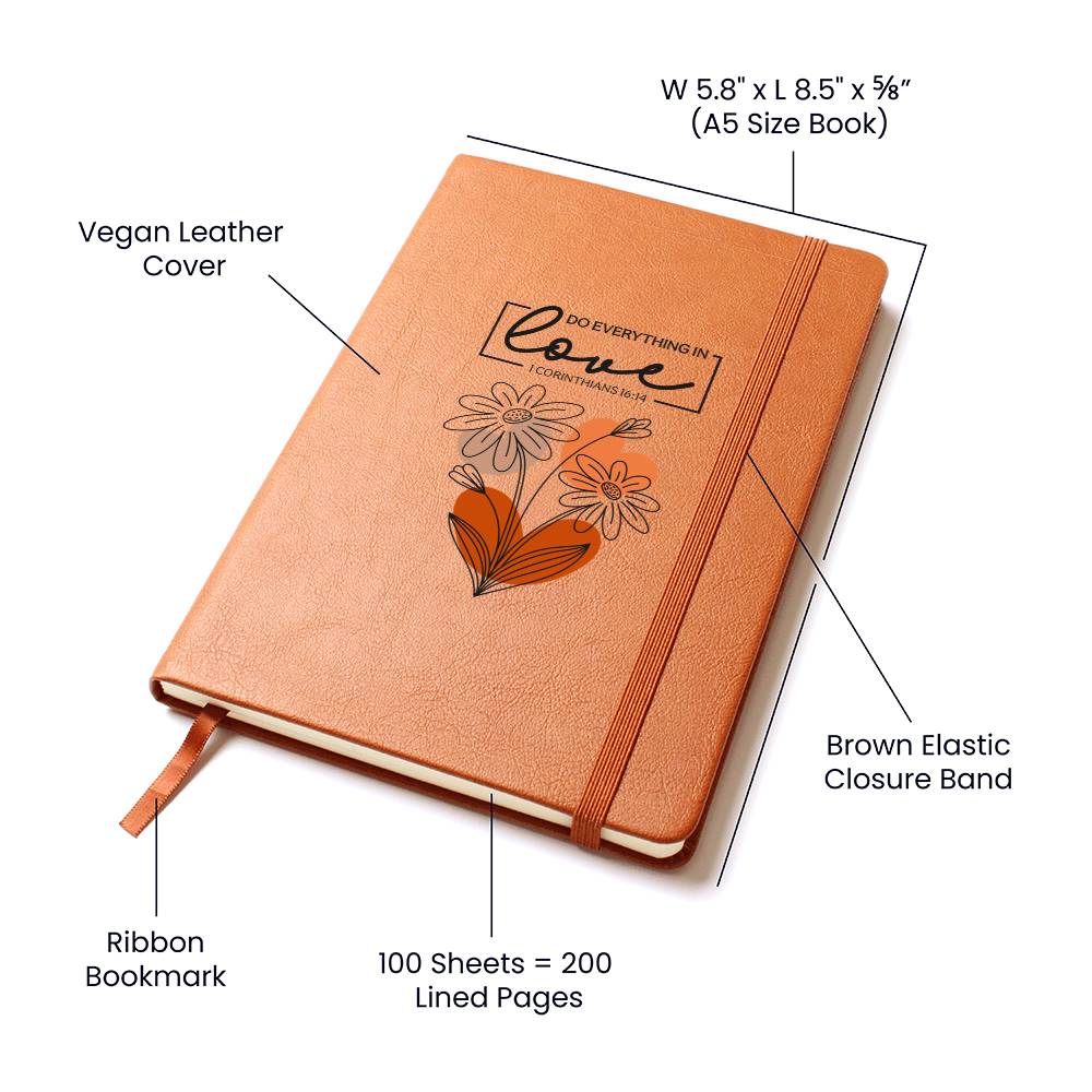Floral Scripture Love Vegan Leather Journal Gift - Sentimental Gifting