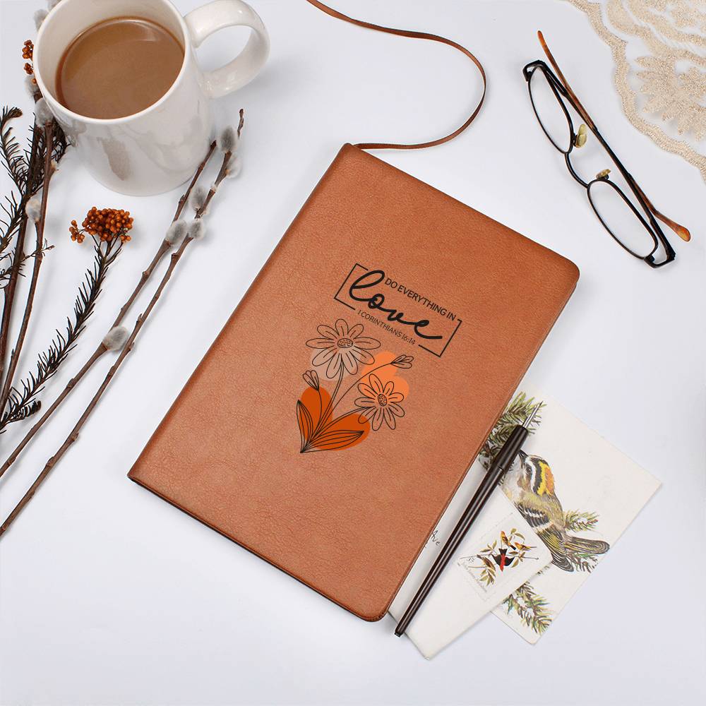 Floral Scripture Love Vegan Leather Journal Gift - Sentimental Gifting