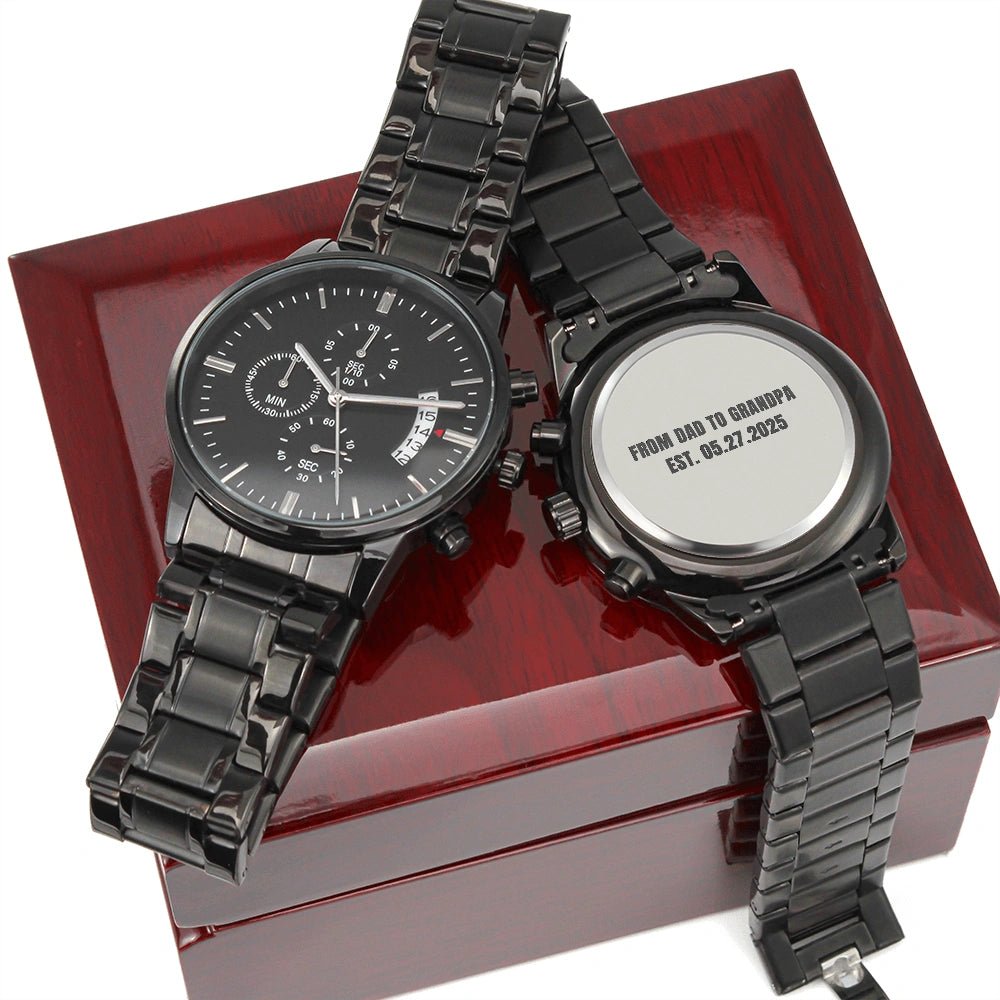 Luxury Men’s Watch With Your Personalized Engraved Message - Sentimental Gifting