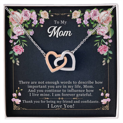 Mother - Daughter Best Friends Hearts Necklace Gift to Mom - Sentimental Gifting
