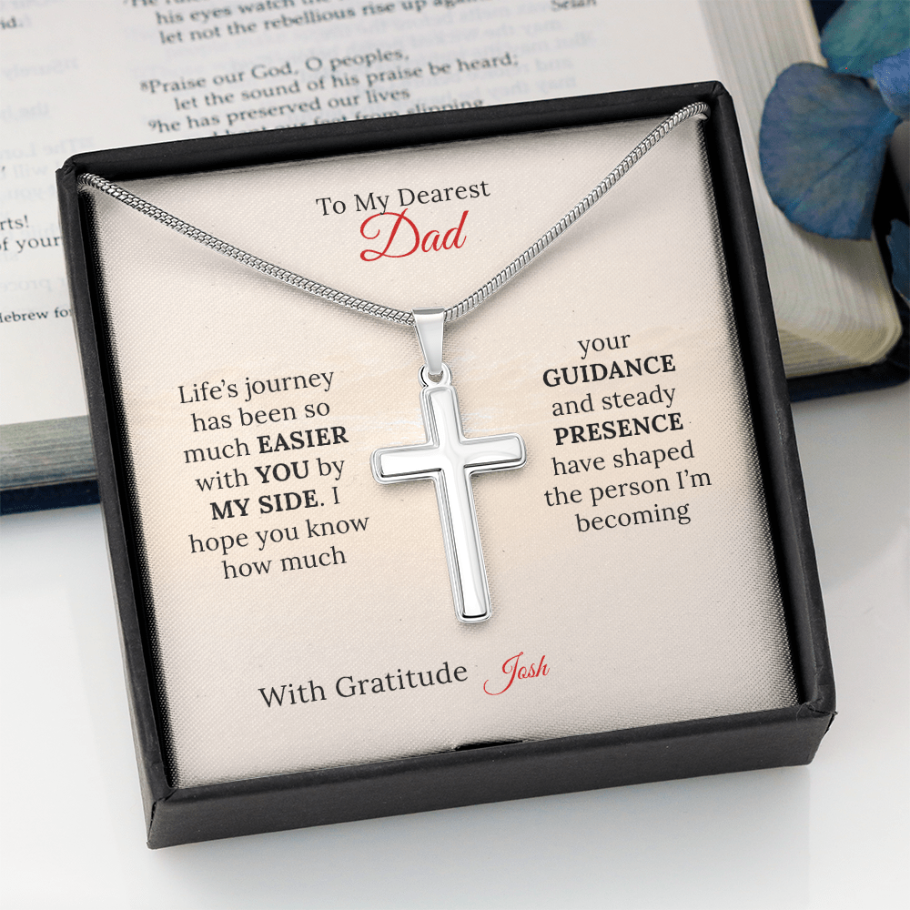 Personalized Artisan Cross Necklace for Dad - Sentimental Gifting