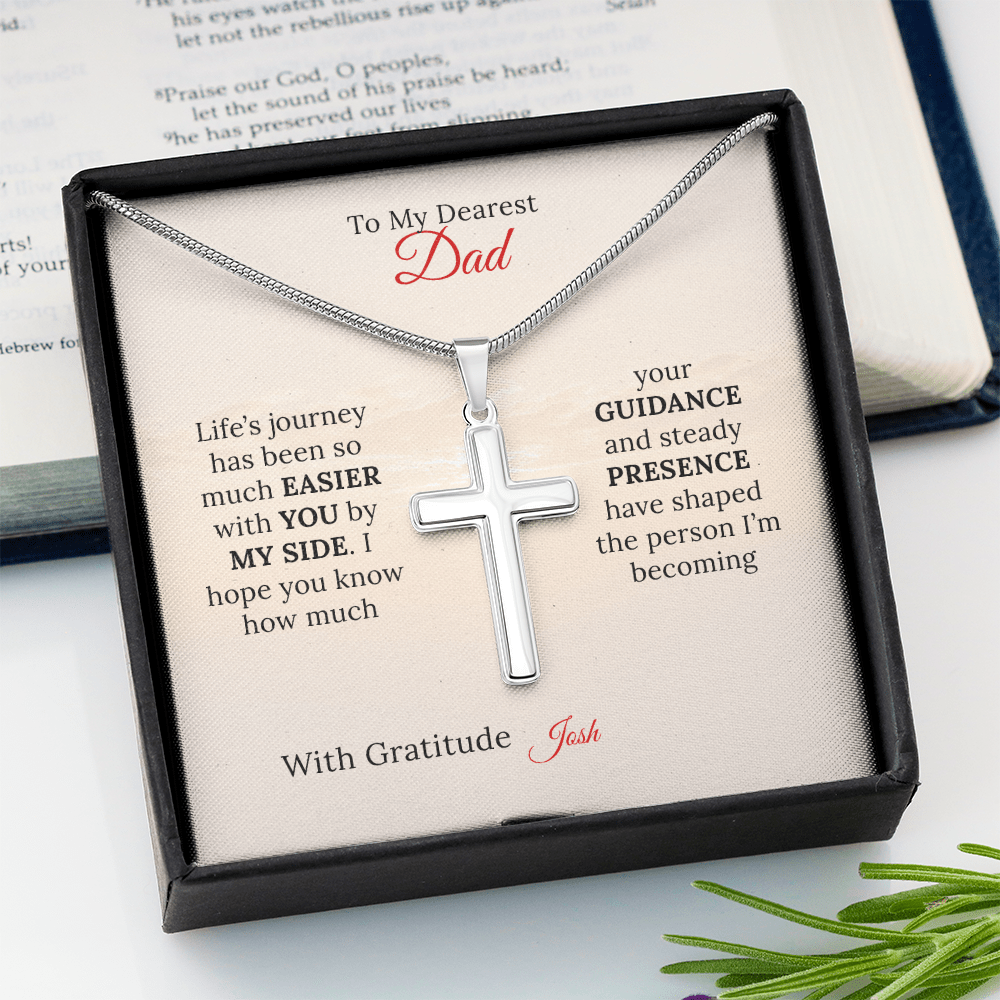 Personalized Artisan Cross Necklace for Dad - Sentimental Gifting