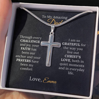 Personalized Cross Necklace for Dad - "My Anchor of Faith" - Sentimental Gifting