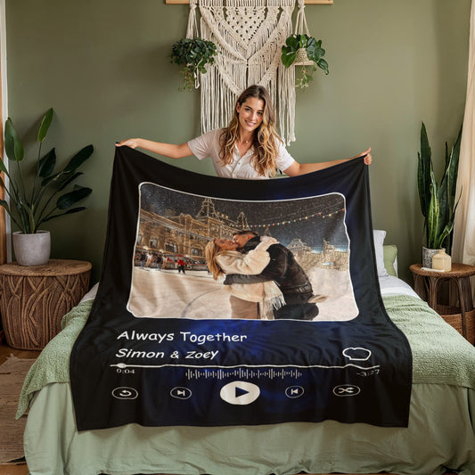 Personalized Fleece Blanket for Couples with Names & Photo - Sentimental Gifting