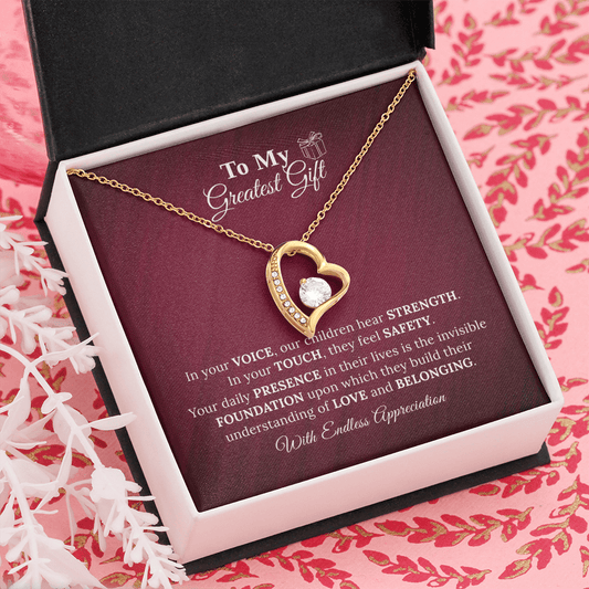 Stay at Home Mom Heartfelt Mother's Day Appreciation Gift from Husband - Forever Love Necklace - Sentimental Gifting